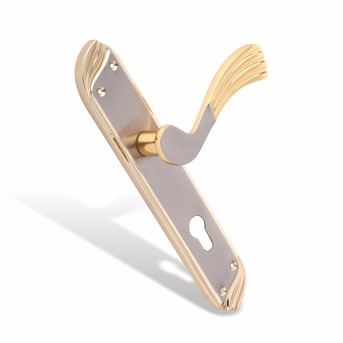 Xesthetique Vintage Brass Mortise Door Lock Set – 10" Handle with Secure Both Side Ultra Key 70MM/90MM Pin Cylinder HU28