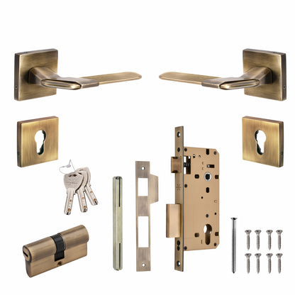 Xesthetique Morden Zinc Rose Door Lock Set – 10" Handle with Secure Both Side Key Cylinder MAR152