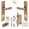 Xesthetique Premium Brass Mortise Door Lock Set – 10" Handle with Secure Both Side Ultra Key/ One Side Nobe Ultra Key Cylinder MAR162
