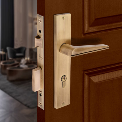 Xesthetique Premium Brass Mortise Door Lock Set – 10" Handle with Secure Both Side Ultra Key 70MM/90MM Pin Cylinder ME44