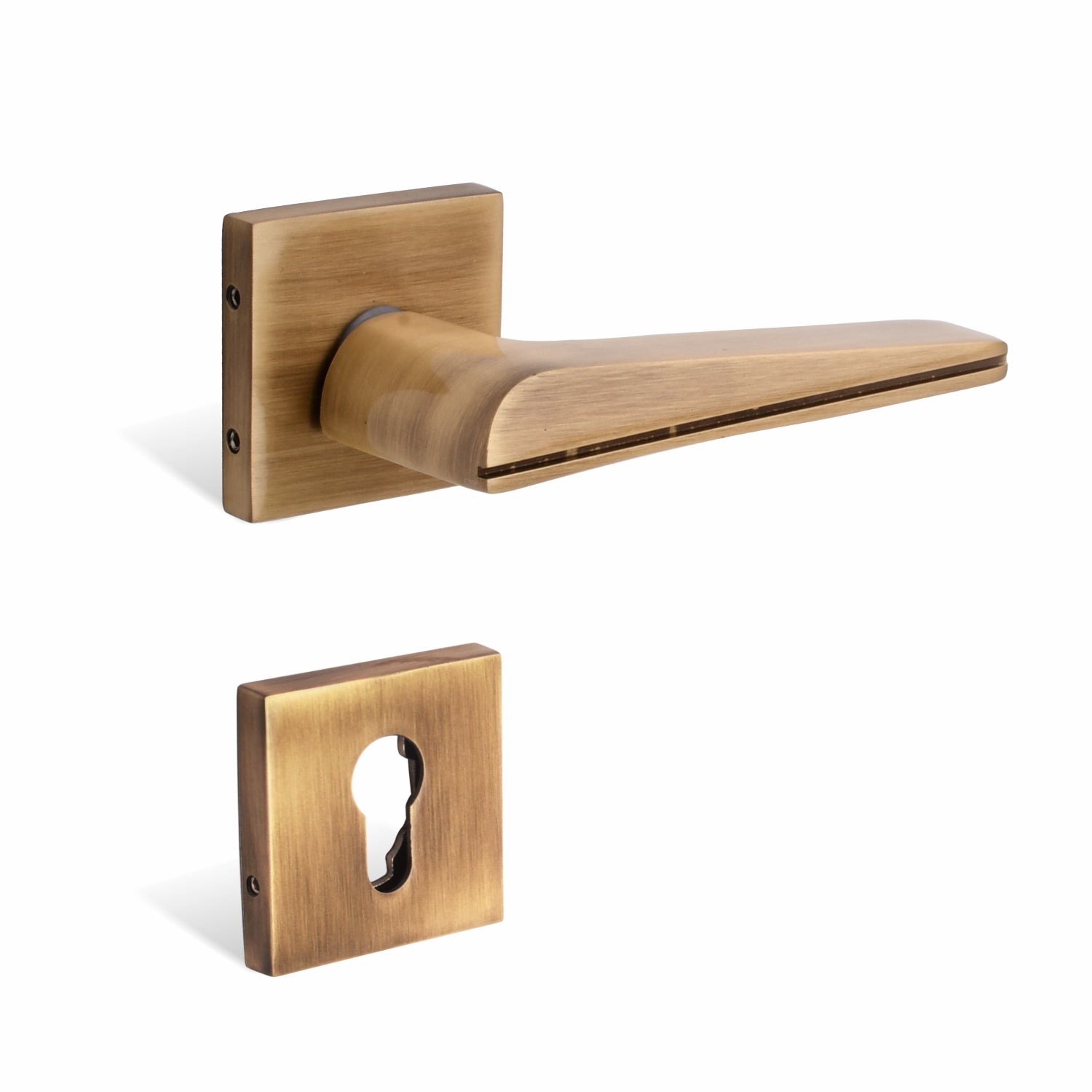 Xesthetique Premium Brass Rose Door Lock Set – 10" Handle with Secure One Side Nobe Ultra Key 70MM/90MM Pin Cylinder ME51