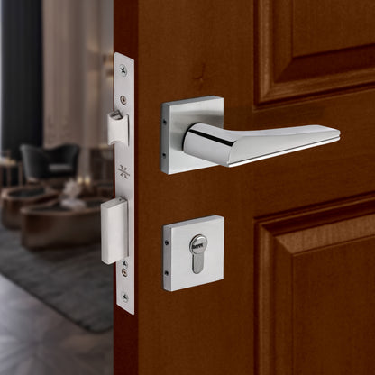 Xesthetique Premium Brass Rose Door Lock Set – 10" Handle with Secure Both Side Key Cylinder ME48