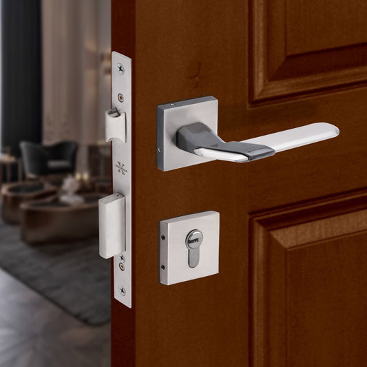Xesthetique Morden Zinc Rose Door Lock Set – 10" Handle with Secure Both Side Key 70MM/90MM Pin Cylinder MAR156