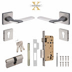 Xesthetique Morden Zinc Rose Door Lock Set – 10" Handle with Secure Both Side Key Cylinder MAR152