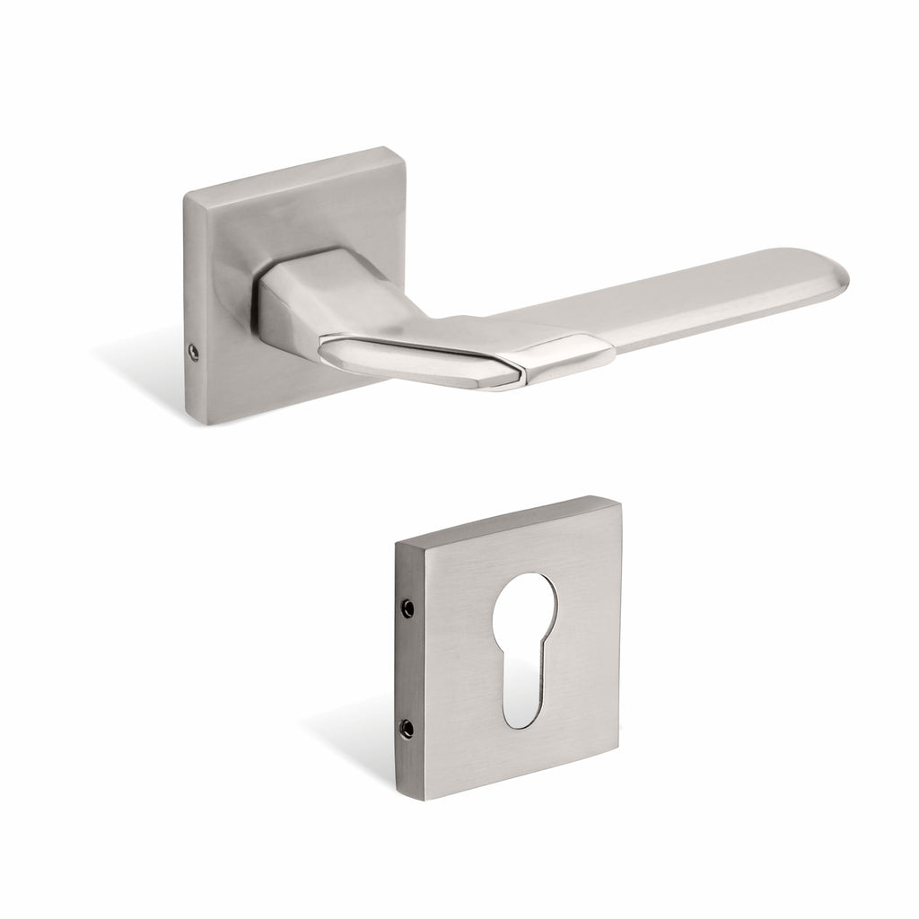 Xesthetique Morden Zinc Rose Door Lock Set – 10" Handle with Secure One Side Nobe Key 70MM/90MM Pin Cylinder MAR159