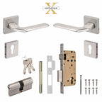 Xesthetique Morden Zinc Rose Door Lock Set – 10" Handle with Secure Both Side Key Cylinder MAR152