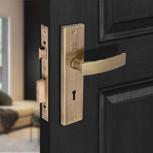 Xesthetique Morden S.S. 304 Mortise Door Lock Set – 8" Handle with Secure KY Lock Regular Key MIL91