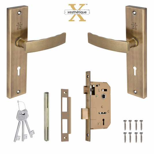 Xesthetique Morden S.S. 304 Mortise Door Lock Set – 8" Handle with Secure KY Lock Regular Key MIL91