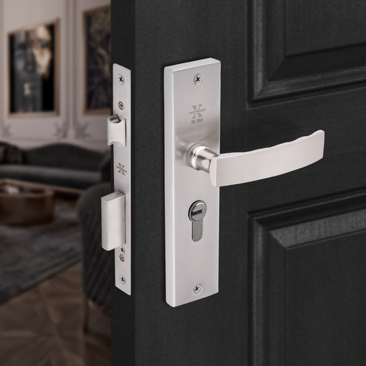Xesthetique Morden S.S. 304 Mortise Door Lock Set – 8" Handle with Secure One Side Nobe Ultra Key Cylinder MIL93