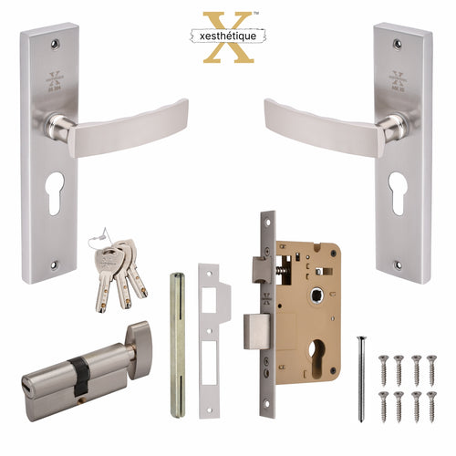 Xesthetique Morden S.S. 304 Mortise Door Lock Set – 8" Handle with Secure One Side Nobe Ultra Key Cylinder MIL93