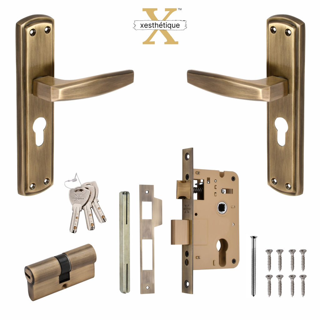 Xesthetique Morden Zinc Mortise Door Lock Set – 8" Handle with Secure Both Side Ultra Key Cylinder MILO135
