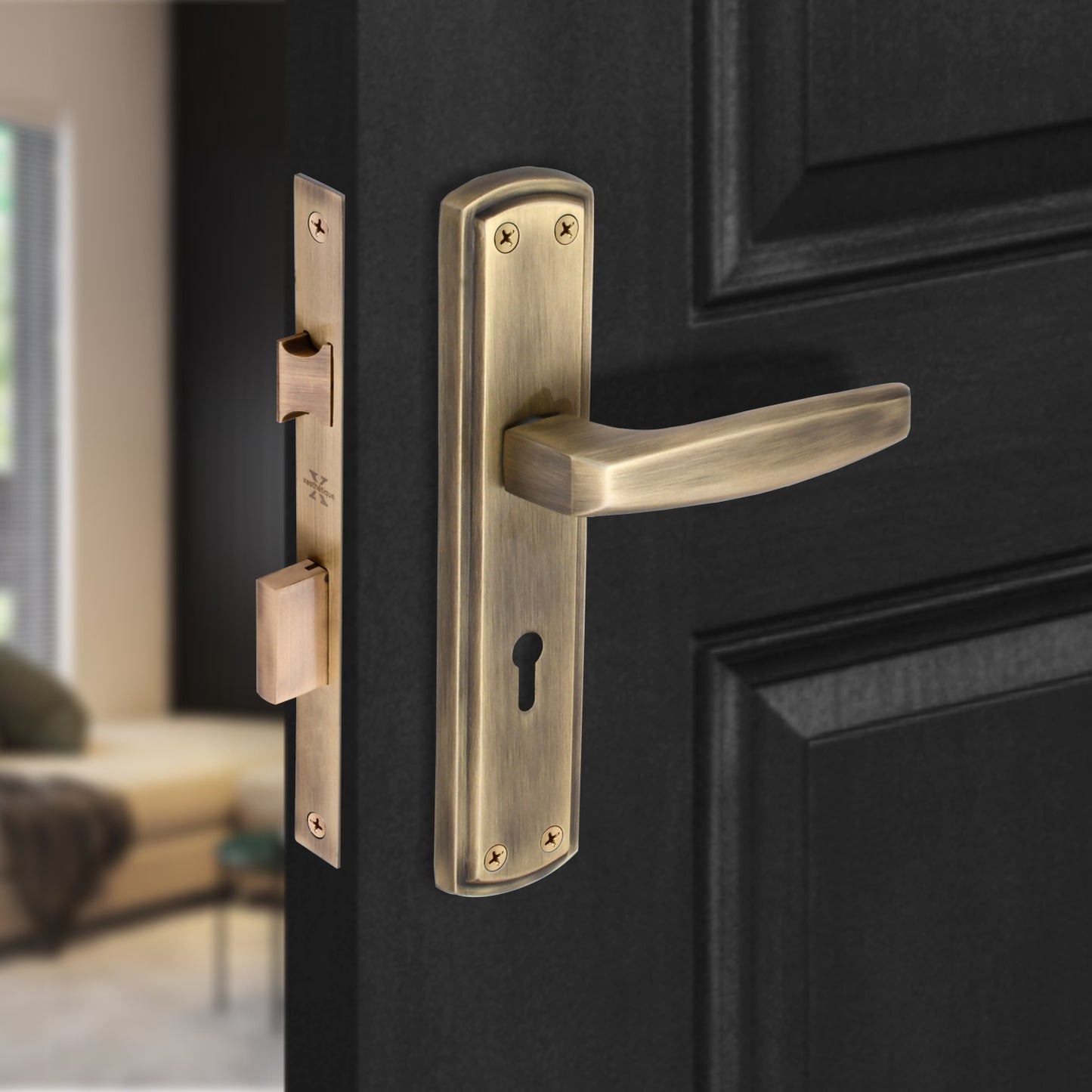 Xesthetique Morden Zink Mortise Door Lock Set – 8" Handle with Secure KY Lock Regular Key MILO134