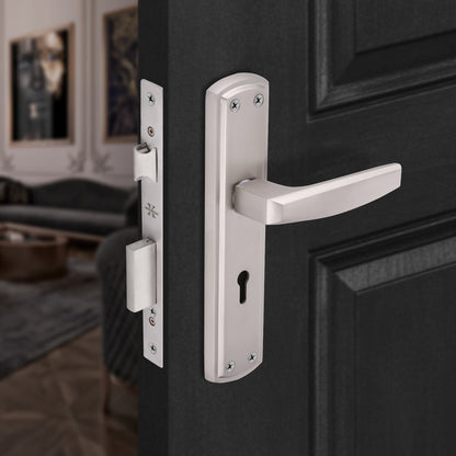 Xesthetique Morden Zink Mortise Door Lock Set – 8" Handle with Secure KY Lock Regular Key MILO134