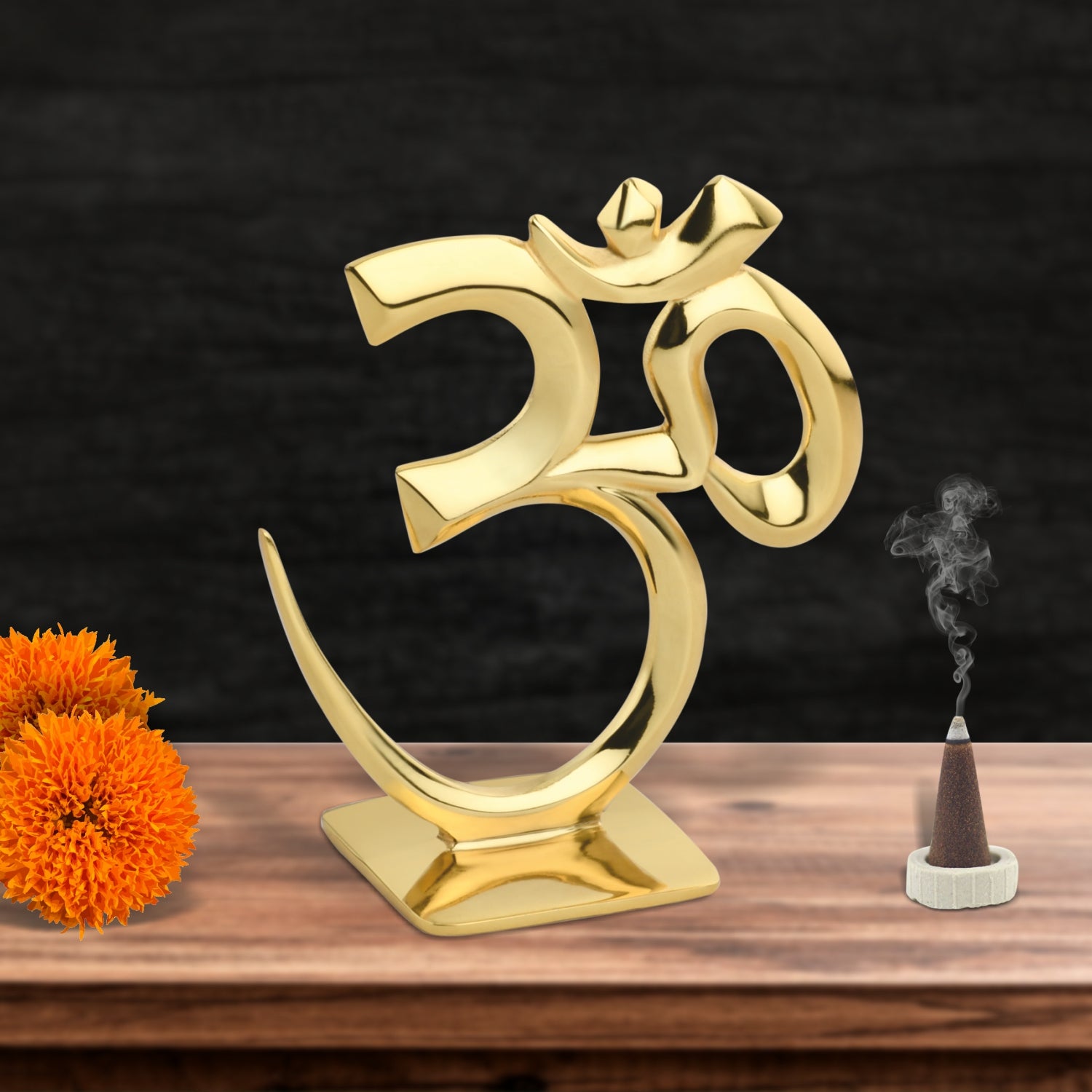 Xesthetique Om Statue – Home Decoration/Pooja Room/Mandir/Wall Décor/Show Pieces/Vastu/Gift Item for Home Decor, Office, or Desk - Made of Brass Metal