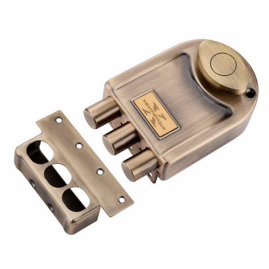 Xesthetique Durable & Stylish Door Lock for Home - Secure Main Door Locks for Home, Double Door Lock Set for Main Door, Rim Lock with Brass One Side Nobe Ultra Keys