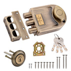 Xesthetique Durable & Stylish Door Lock for Home - Secure Main Door Locks for Home, Double Door Lock Set for Main Door, Rim Lock with Brass One Side Nobe Ultra Keys