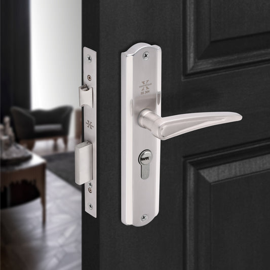 Xesthetique Morden S.S. 304 Mortise Door Lock Set – 8" Handle with Secure One Side Nobe Ultra Key Cylinder PHILO131