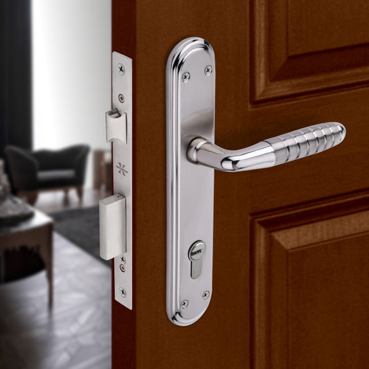 Xesthetique Premium Brass Mortise Door Lock Set – 10" Handle with Secure One Side Nobe Ultra Key 70MM/90MM Pin Cylinder PR182