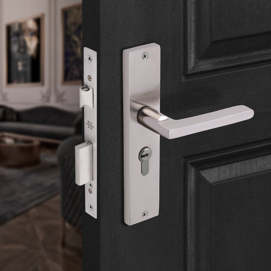 Xesthetique Premium Brass Mortise Door Lock Set – 8" Handle with Secure One Side Nobe Key Cylinder TH02