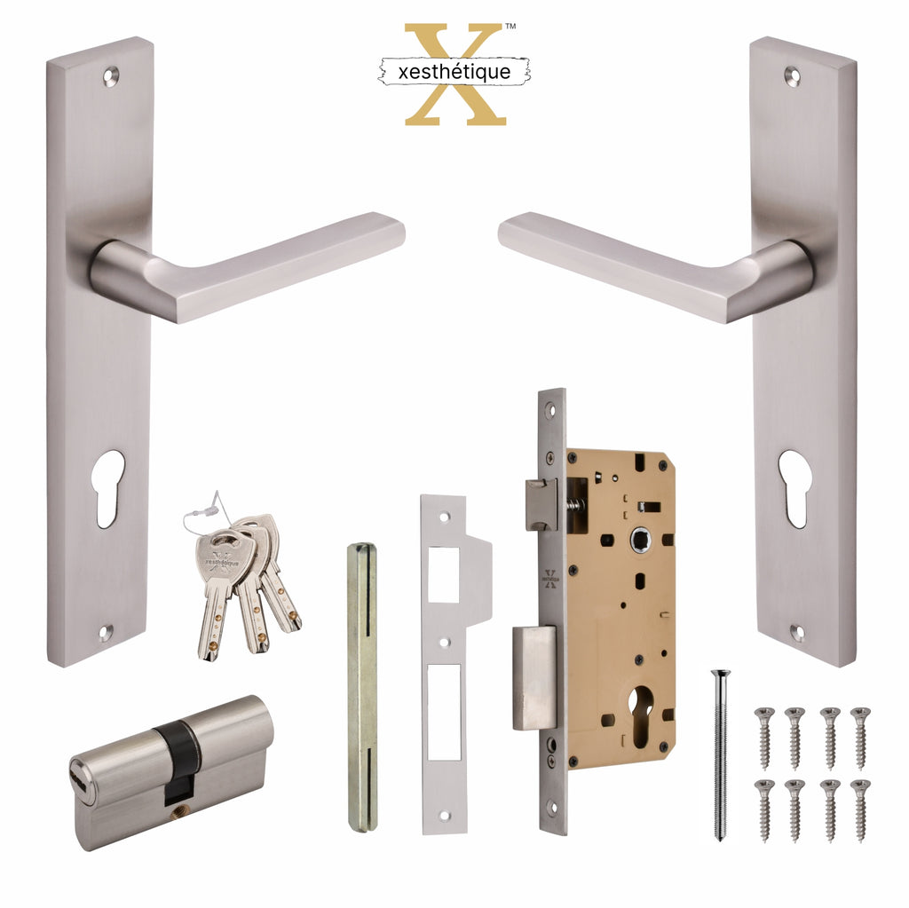 Xesthetique Premium Brass Mortise Door Lock Set – 10" Handle with Secure Both Side Key Cylinder TH04