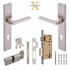 Xesthetique Premium Brass Mortise Door Lock Set – 10" Handle with Secure One Side Nobe Key Cylinder TH03