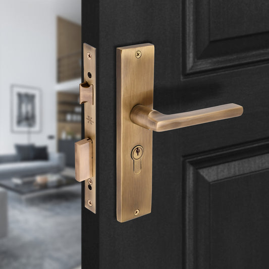 Xesthetique Premium Brass Mortise Door Lock Set – 8" Handle with Secure Both Side Key Cylinder TH01
