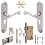 Xesthetique Premium Brass Mortise Door Lock Set – 8" Handle with Secure Both Side Key Cylinder THE185
