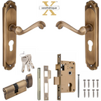 Xesthetique Premium Brass Mortise Door Lock Set – 8" Handle with Secure One Side Nobe Key Cylinder THE186