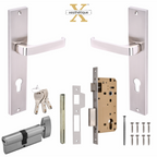 Xesthetique Premium Brass Mortise Door Lock Set – 10" Handle with Secure One Side Nobe Key Cylinder CA55