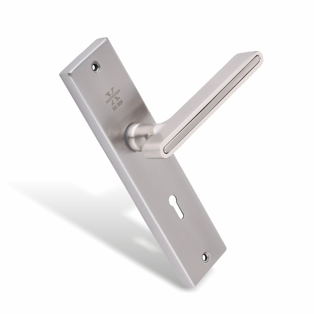 Xesthetique Morden S.S. 304 Mortise Door Lock Set – 8" Handle with Secure KY Lock Regular Key VI07