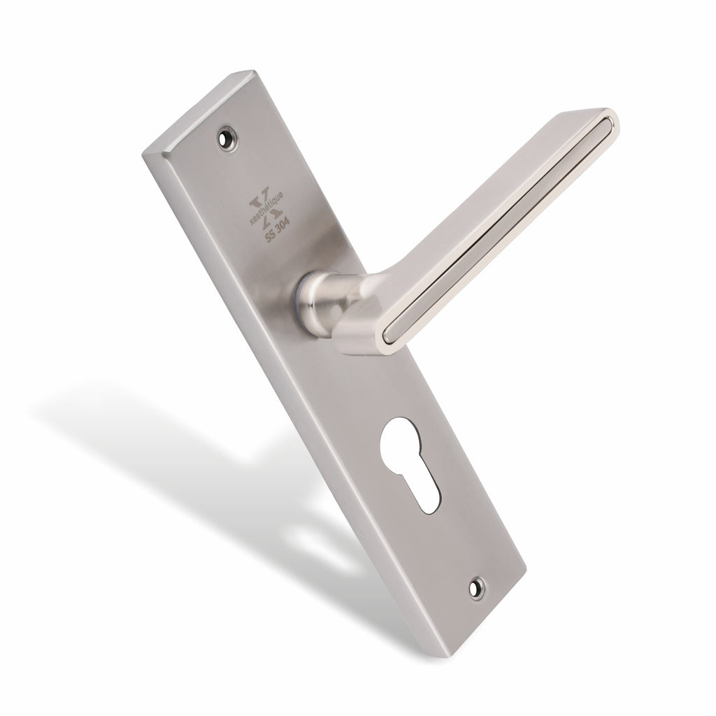 Xesthetique Morden S.S. 304 Mortise Door Lock Set – 8" Handle with Secure One Side Nobe Key Cylinder VI06