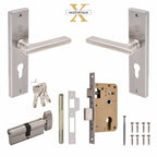 Xesthetique Morden S.S. 304 Mortise Door Lock Set – 8" Handle with Secure One Side Nobe Key Cylinder VI06